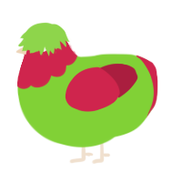 Cherry Limeade, a grass and crimson chicken with a head pattern