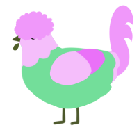 A spring and lavender chicken with a head pattern