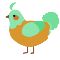 A orange and spring chicken with a head pattern