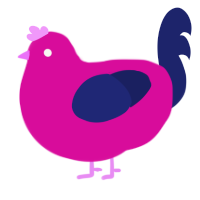 not again, a fuchsia and navy chicken