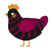 A sable and maroon chicken with a bar pattern