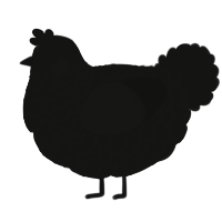 A black chicken with a lace pattern