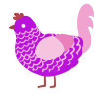 A amethyst and pink chicken with a lace pattern