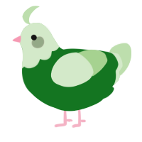 A leaf and gluppy chicken with a head pattern