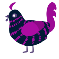 A tumblr and plum chicken with a bar pattern