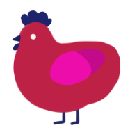 A crimson and fuchsia chicken