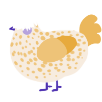 A cream and honey chicken with a speckle pattern