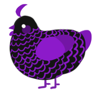 A black and violet chicken with a lace pattern