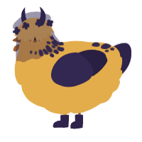 Sonneschein, a orange and navy chicken with a neck-speckle pattern