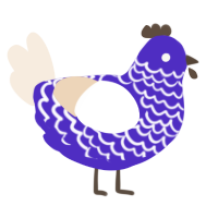 A indigo and cream chicken with a lace pattern