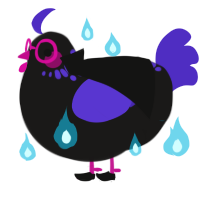A sable and indigo chicken with a neck-speckle pattern