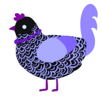 A black and lilac chicken with a double-lace pattern