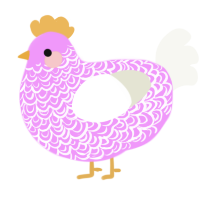 A lavender and white chicken with a double-lace pattern