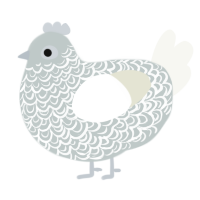 Tinsel, a silver and white chicken with a double-lace pattern