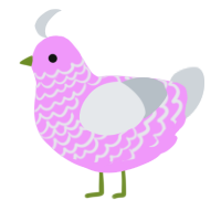 A lavender and mist chicken with a lace pattern