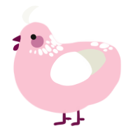 A rose and white chicken with a neck-speckle pattern
