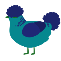 A teal and navy chicken with a neck-band pattern