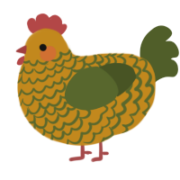 A ochre and olive chicken with a lace pattern