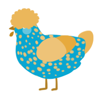 A cerulean and honey chicken with a speckle pattern