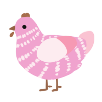 Cake roll, a pink and rose chicken with a bar pattern