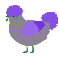 A ash and blurple chicken with a speckle pattern