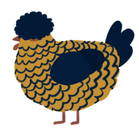 A gold and tumblr chicken with a lace pattern