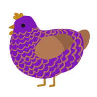 Ube Cake, a violet and brown chicken with a lace pattern