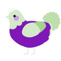 A violet and gluppy chicken with a head pattern