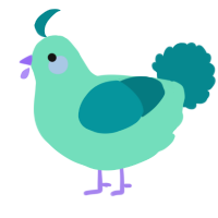 A mint and teal chicken