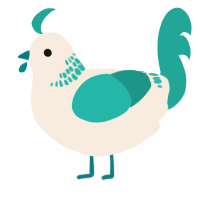 A cream and turquoise chicken with a neck-band pattern