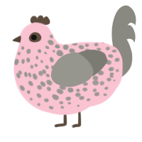 Strawberry Smores, a rose and ash chicken with a speckle pattern