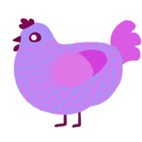 A lilac and orchid chicken with a lace pattern