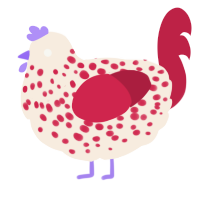 A cream and crimson chicken with a speckle pattern