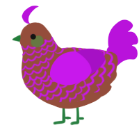 A russet and amethyst chicken with a lace pattern