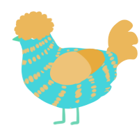 A aqua and honey chicken with a bar pattern