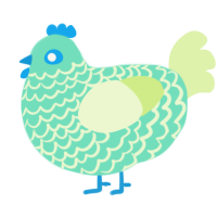 A mint and apple chicken with a lace pattern