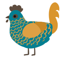 A sea and orange chicken with a lace pattern