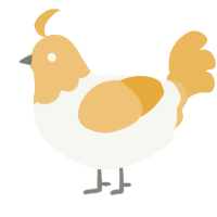 A white and honey chicken with a head pattern
