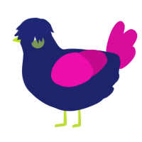 A navy and fuchsia chicken