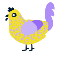 A yellow and lilac chicken with a speckle pattern