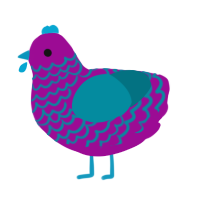 A plum and sea chicken with a lace pattern