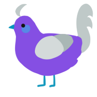 A blurple and silver chicken