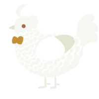 Wilbur, a white chicken with a lace pattern