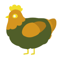 A olive and ochre chicken with a head pattern