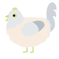 A cream and mist chicken with a head pattern