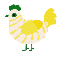 Moldy Brie, a cream and yellow chicken with a bar pattern