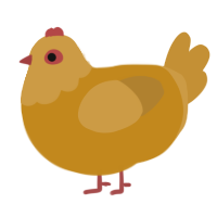 Cant Believe its Not, a ochre and gold chicken with a head pattern