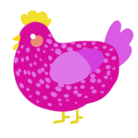 A fuchsia and orchid chicken with a speckle pattern