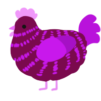 A wine and amethyst chicken with a bar pattern