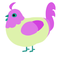 A apple and orchid chicken with a head pattern